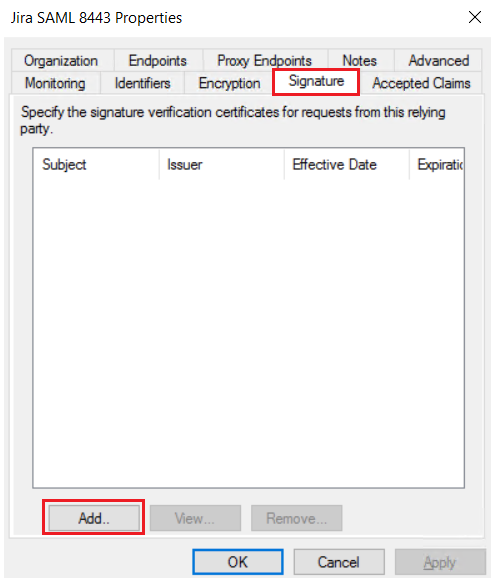 Upload Certificate - ADFS SSO