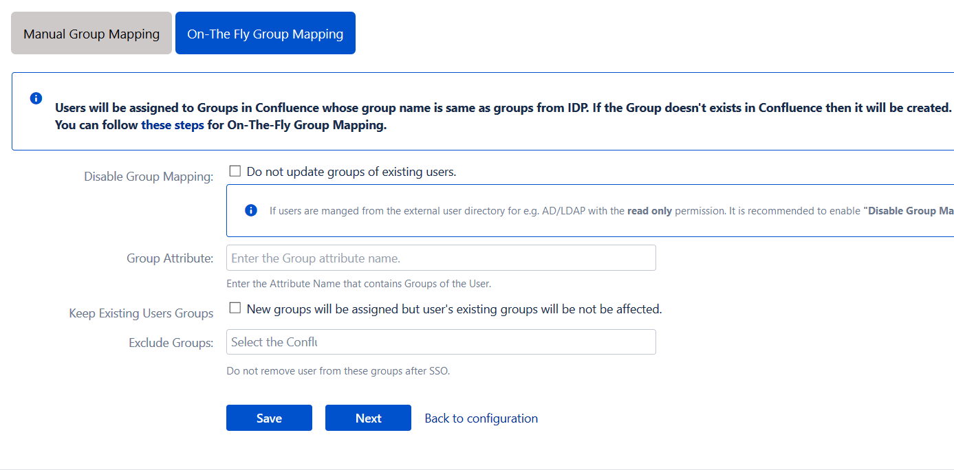 confluence sso on the fly group