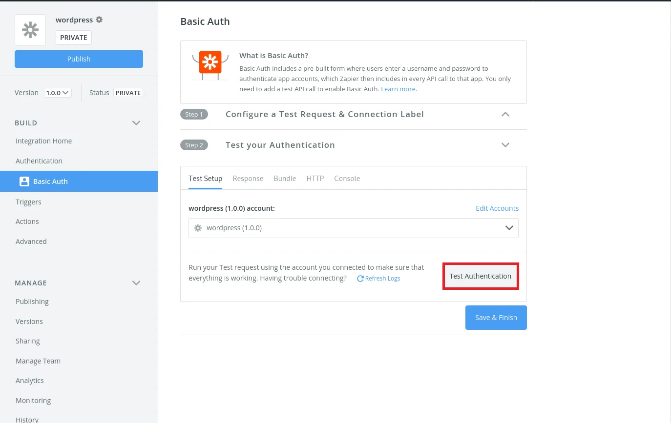 zapier integration with basic authentication:basic-test-successful