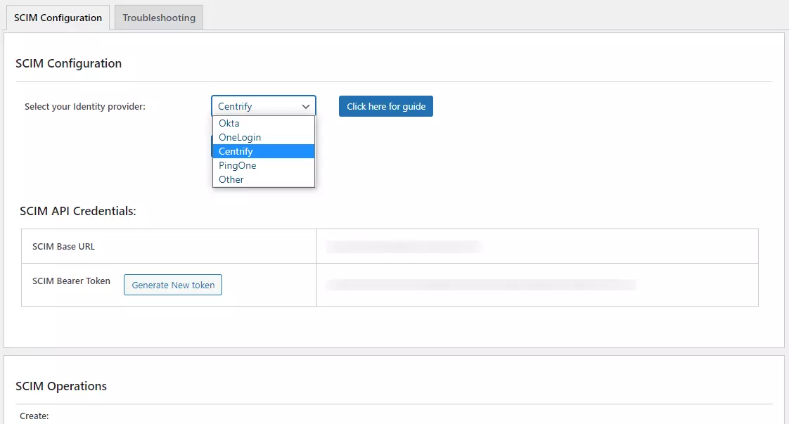 Centrify SCIM - Automated User Provisioning in Wordpress - Provisioning tab