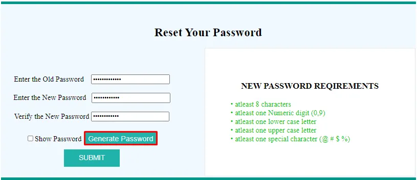 Generating Random Passwords - Open Reset Password page