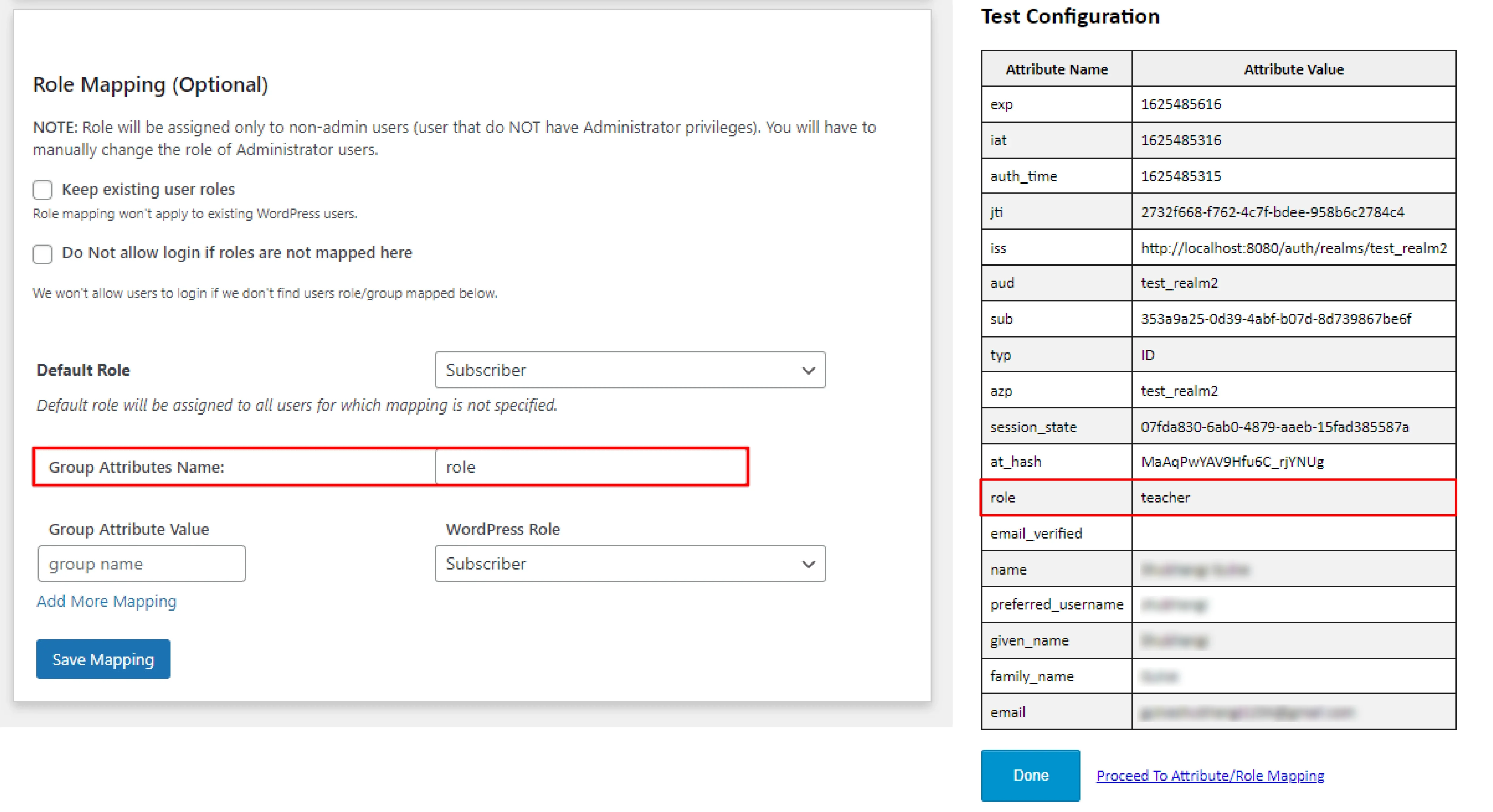 IdentityServer4 Login in WordPress with IdentityServer4 SSO - test configuration - role mapping
