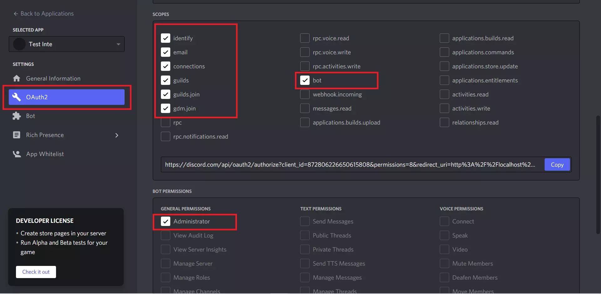discord integration enable permissions