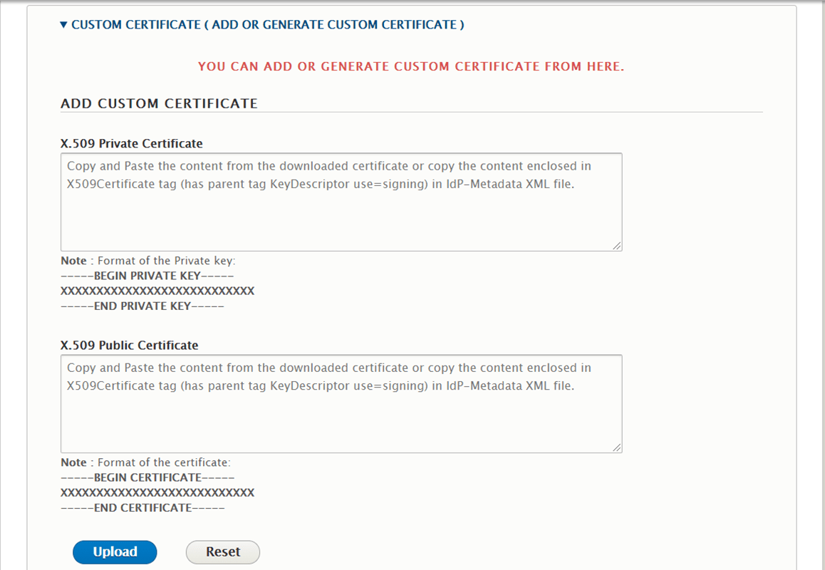 Drupal SAML single sign on Add Custom Certificate