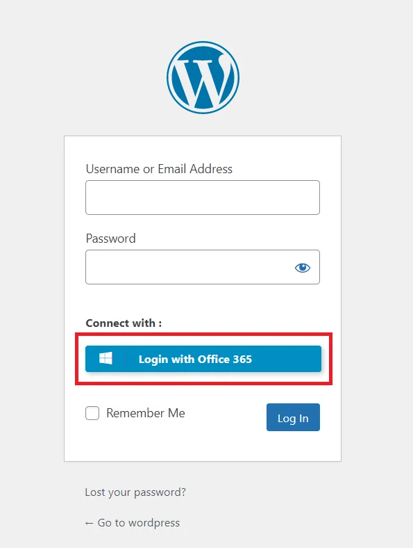 Login with Office 365 Single Sign-on (SSO) - WordPress create-newclient login button setting