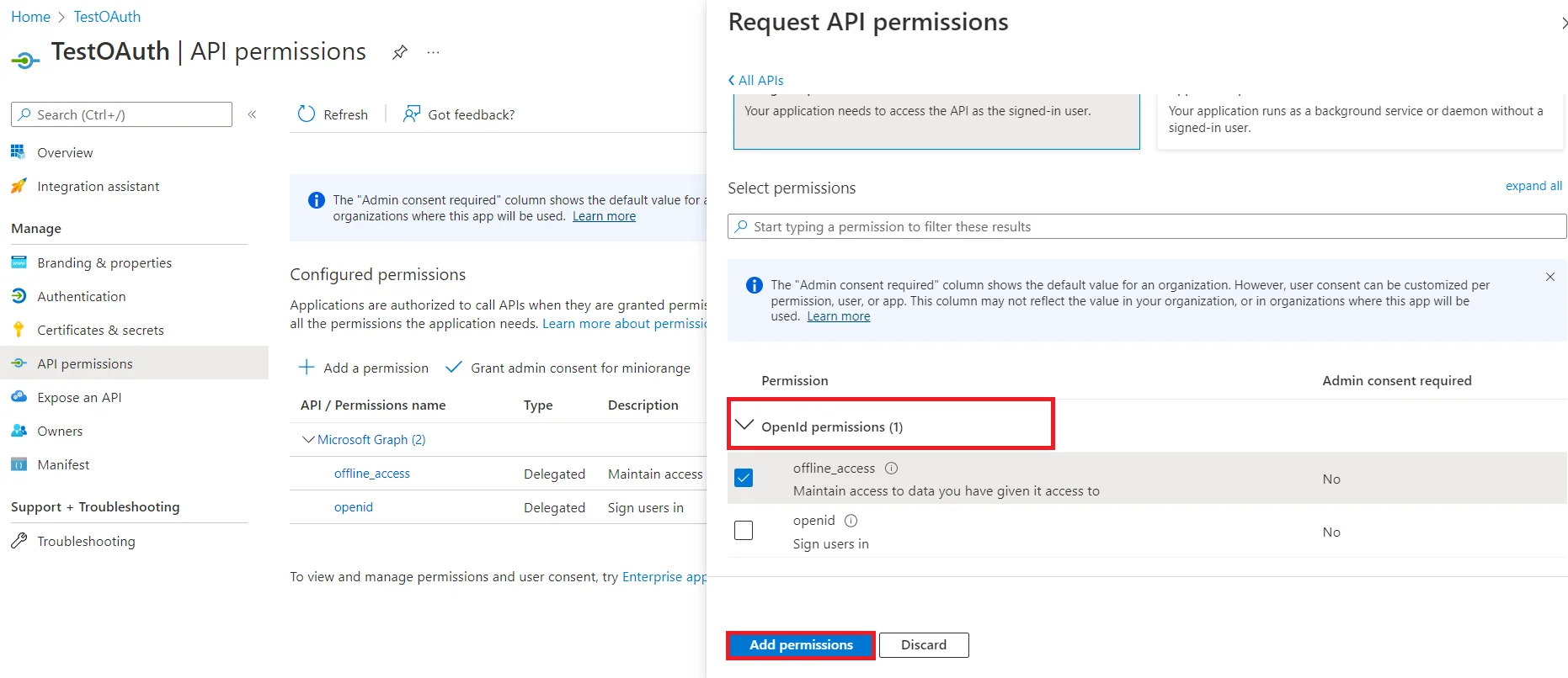 Login with Office 365 Single Sign-on (SSO) -Request-api-permissions