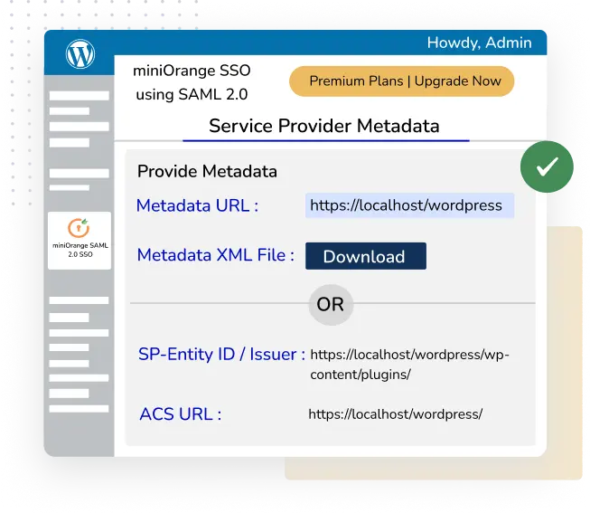WordPress SAML SSO - WordPress Single Sign On | Share SP Metadata