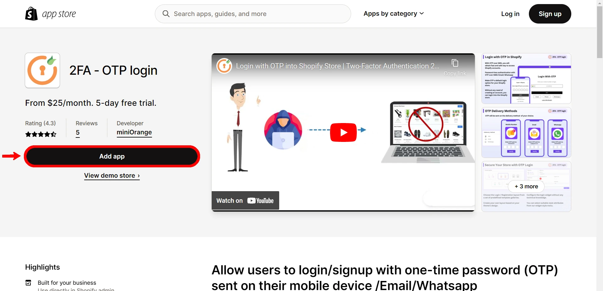Shopify OTP Login - Login with OTP Shopify - install app