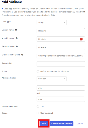 WordPress Okta SCIM User Provisioning | Create custom attribute in Okta IdP
