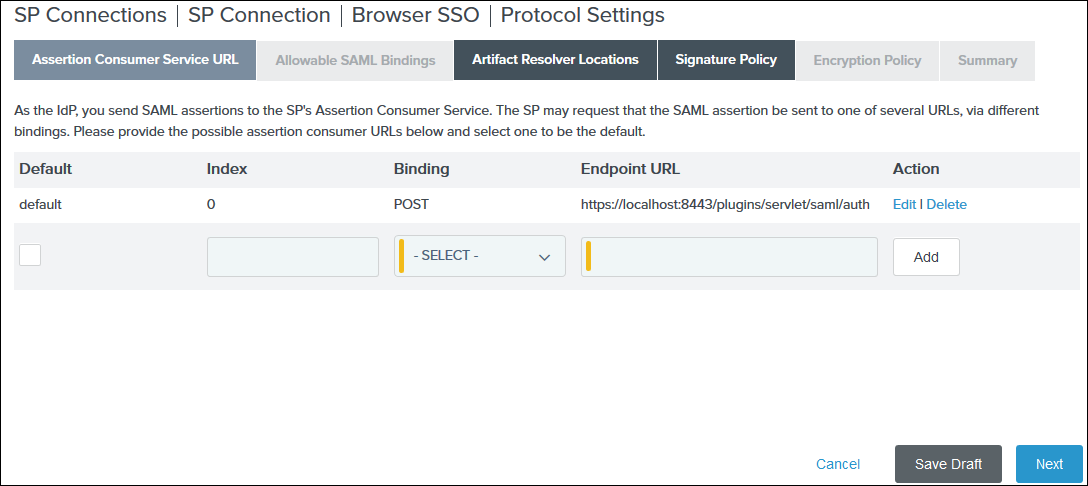 DNN SAML Single Sign-On(SSO)  - PingFederate SSO Login - protocol settings acs 
