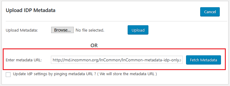 enter metadata url