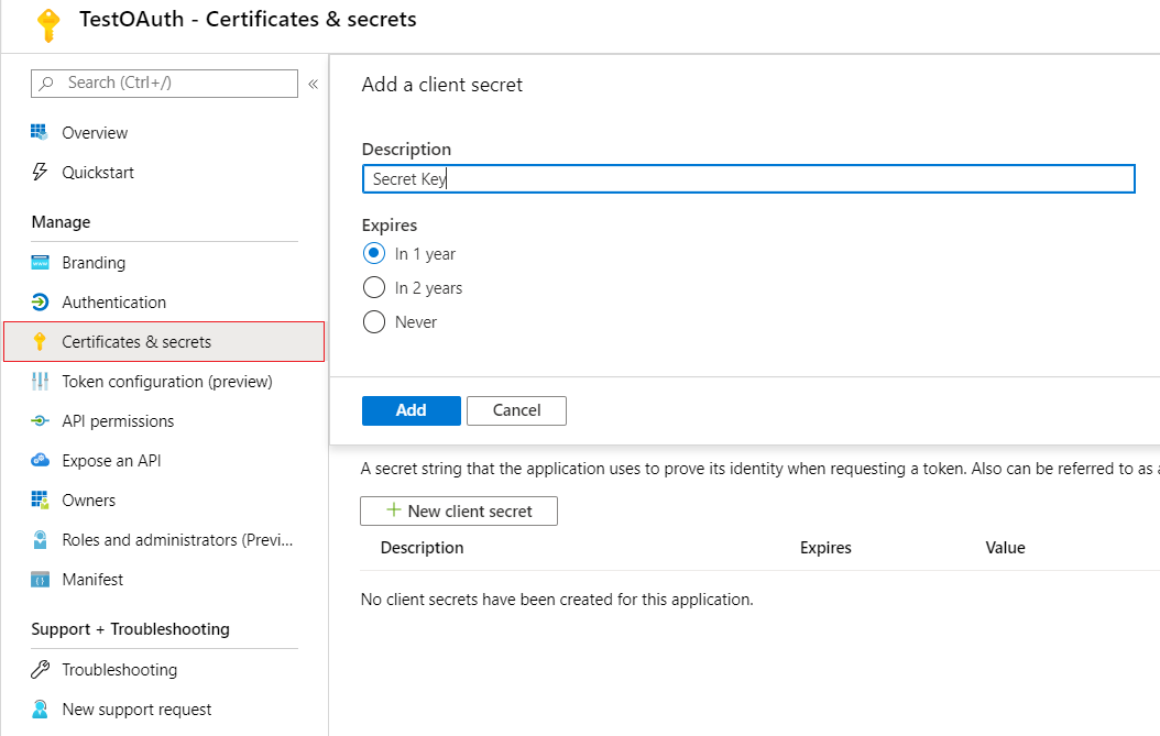 OAuth/OpenID/OIDC Single Sign On (SSO), AzureAD SSO secret-Key