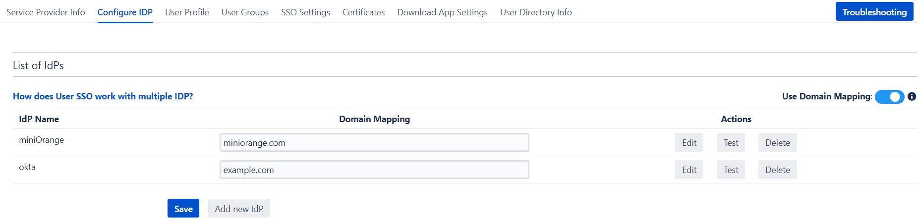 Inicio de sesión único (SSO) de SAML en Jira, configuración de asignación de dominio