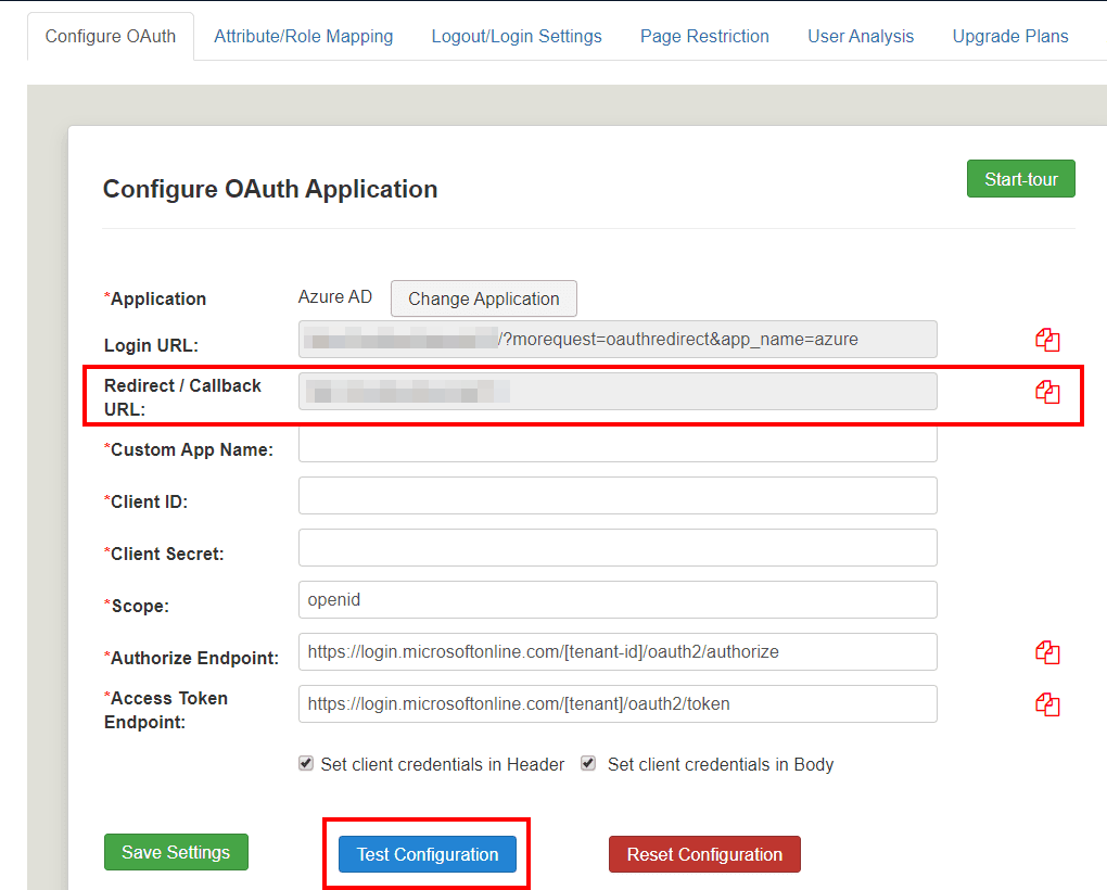 Joomla OAuth Client - Test Configuration