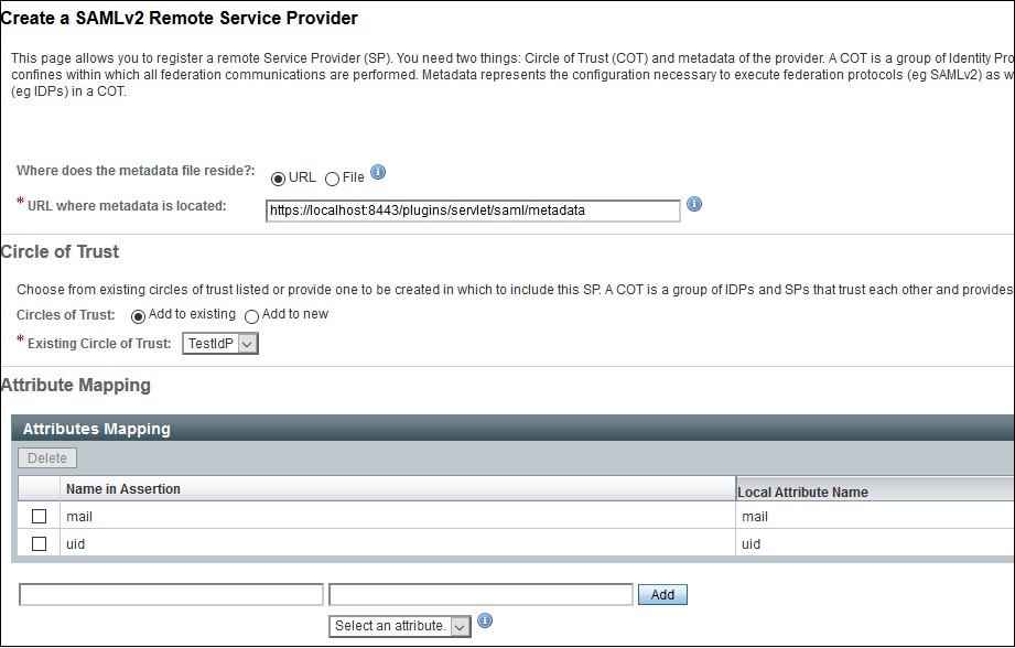 SAML Single Sign On (SSO) using OpenAM Identity Provider, Configure Service Provider details