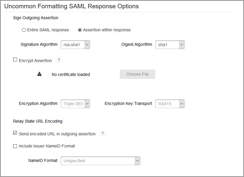 SAML Single Sign On (SSO) using RSA SecureID Identity Provider, Uncommon Formatting SAML Response