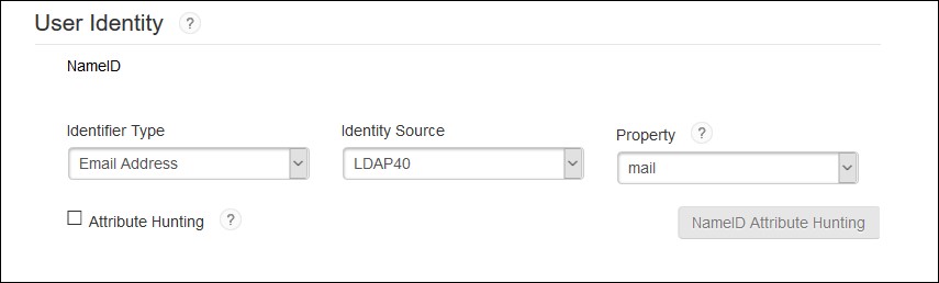 SAML Single Sign On (SSO) using RSA SecureID identity Provider, User Identity Settings