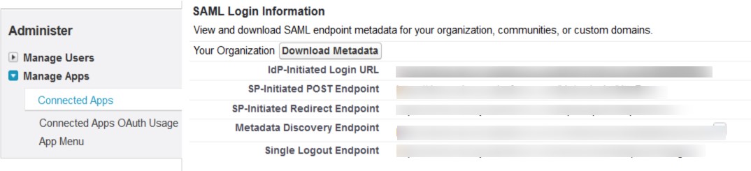 SAML Single Sign on (SSO) using Salesforce Identity Provider, Download Identity Providers metadata