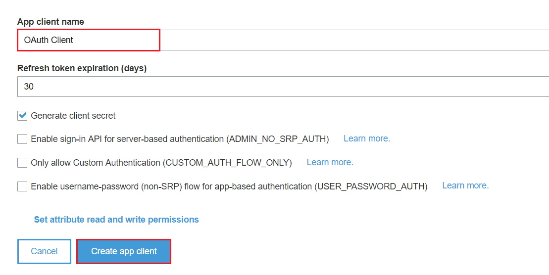 OAuth/OpenID/OIDC Single Sign On (SSO), AWS cognito SSO Login Create app client