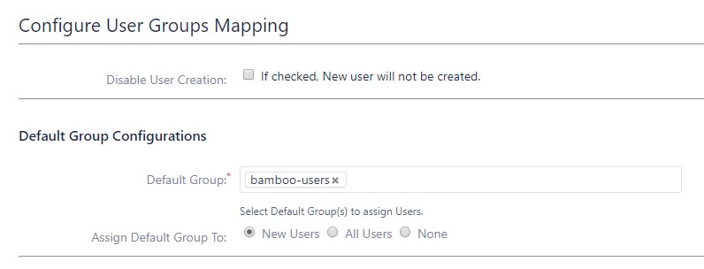 saml single Sign On (SSO) into Bamboo Service Provider, Default groups configuration