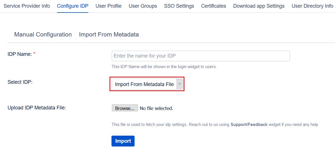 SAML Single Sign On (SSO) into Bamboo Service Provider, Import IDP Details using Metadata File