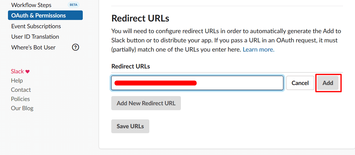 Slack redirect url Joomla OAuth Client 