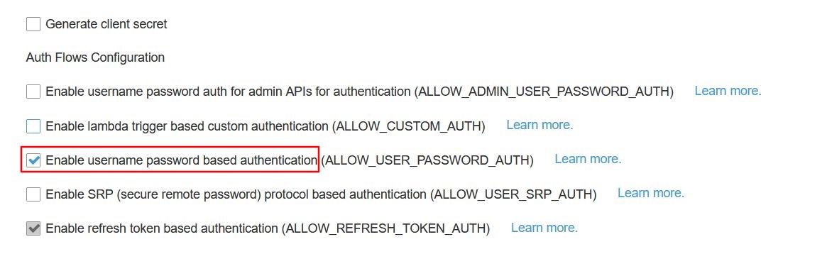 Git Authentication using AWS Cognito as Identity Provider, Disable Client Secret and enable Username-Password Auth