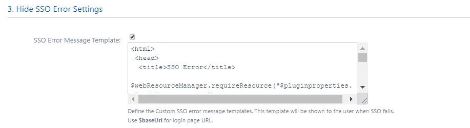 OAuth / OpenID Single Sign On (SSO) into Confluence, Error Templete Settings