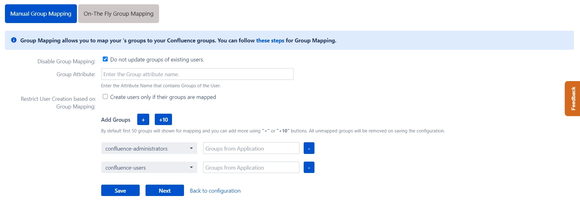 OAuth / OpenID Single Sign On (SSO) into Confluence, Manual group mapping