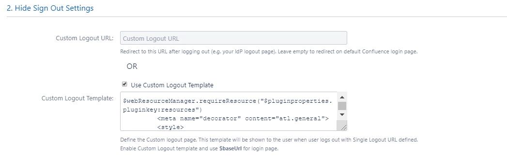 OAuth / OpenID Single Sign On (SSO) into Confluence, Sign Out Settings
