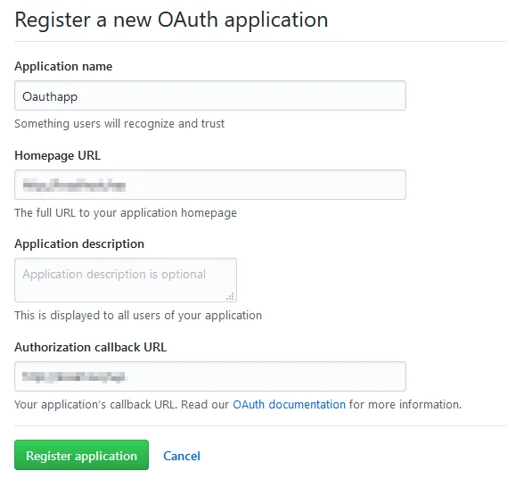 Joomla GitHub OAuth SSO Integration, Enter appnameURL