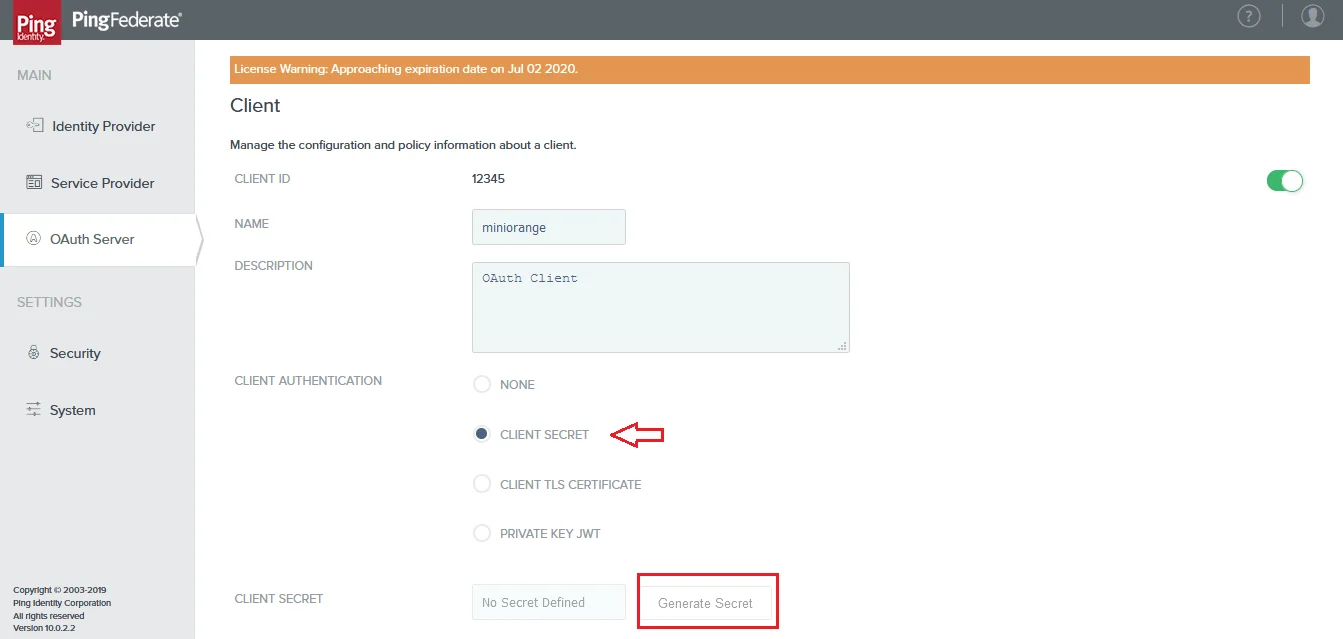 PingFederate Single Sign-On (SSO) login Enter client id name Magento SSO