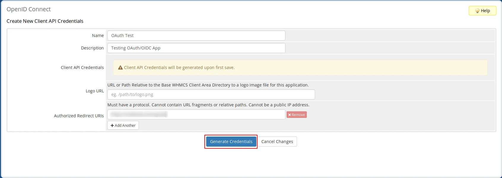 DNN WHMCS OAuth SSO - Configure New Client
