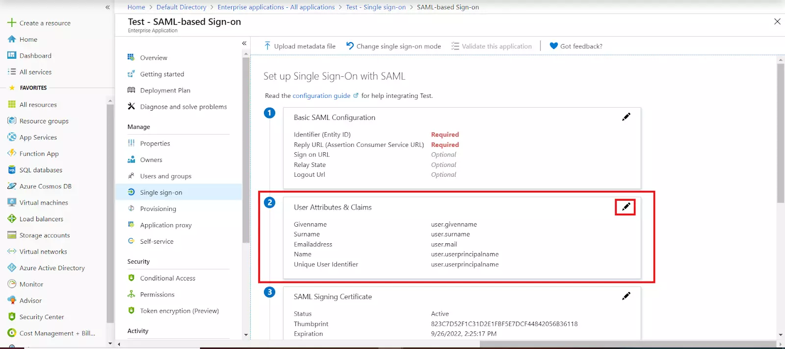 Azure AD SAML Single Sign-On SSO into Joomla, Azure Active Directory SSO- Azure AD User attributes