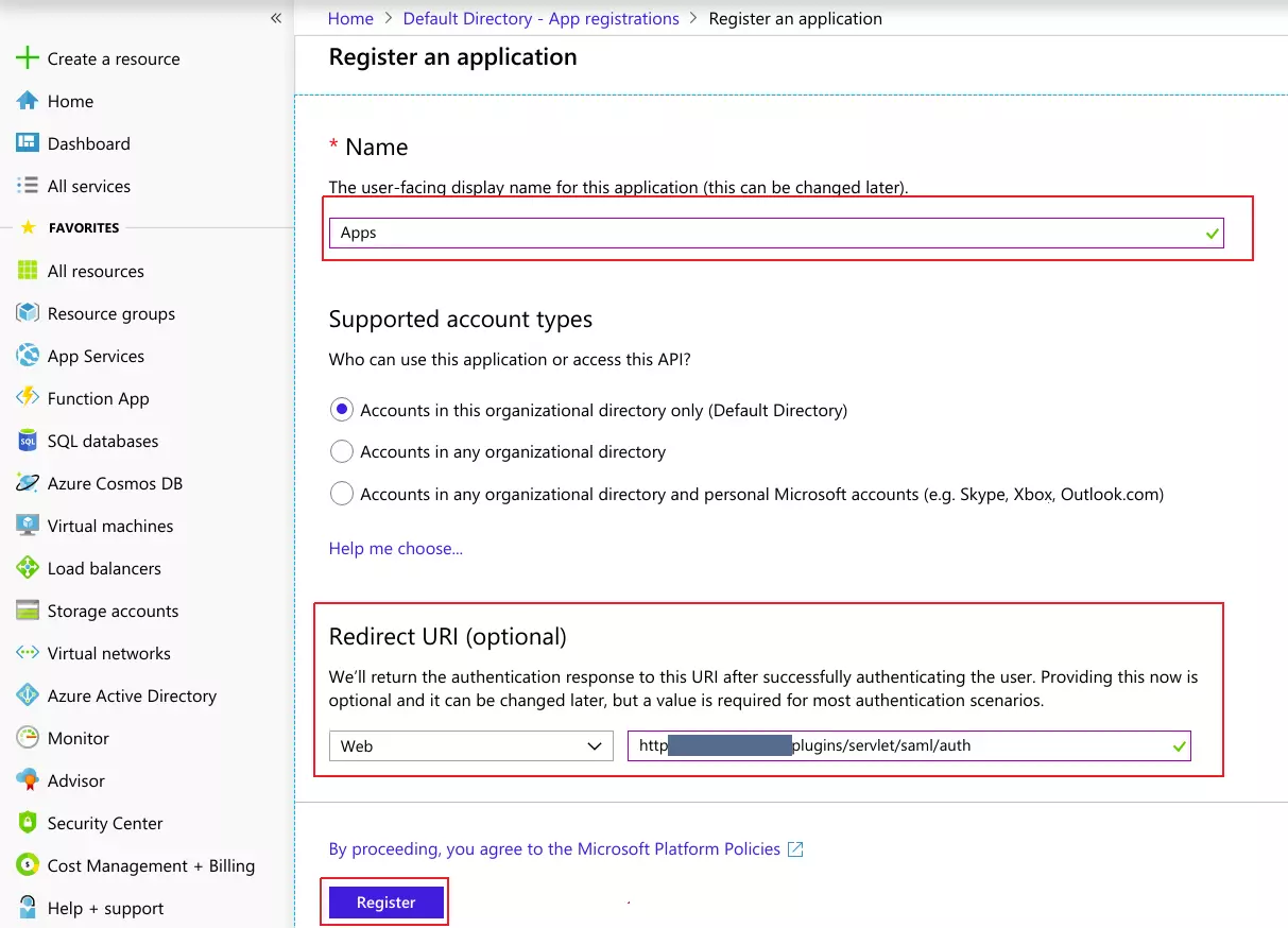 Configure Azure AD as IDP -SAML Single Sign-On(SSO) for Joomla - Azure AD SSO Login -  Application Registration