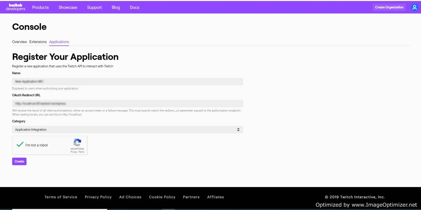 Twitch SSO Login with Drupal OAuth OpenID OIDC Single Sign On Twitch App Click On Create