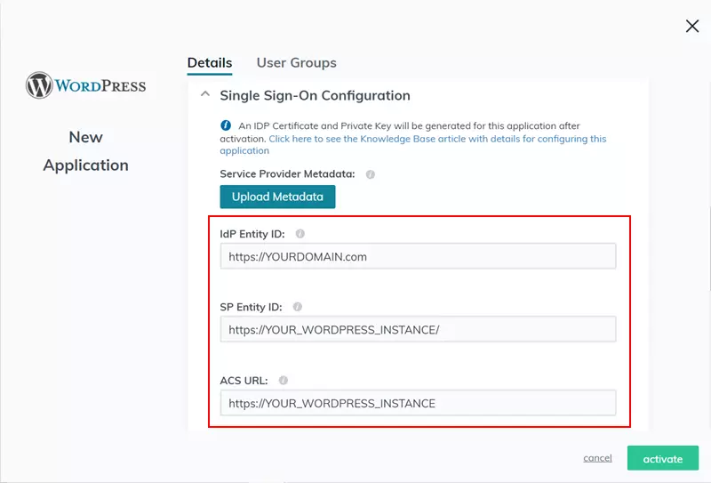 Configure JumpCloud as IDP - SAML Single Sign-On(SSO) for WordPress - JumpCloud SSO Login single sign configuration
