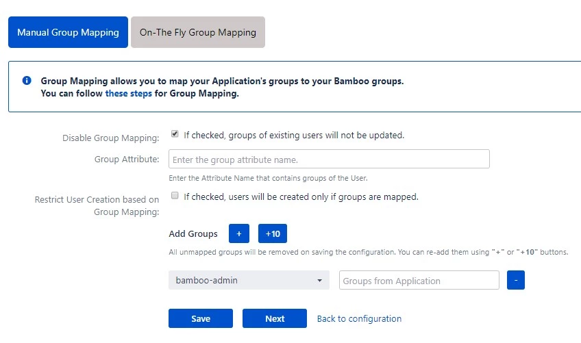 OAuth / OpenID Single Sign On (SSO) into Bamboo Service Provider, Manual group mapping