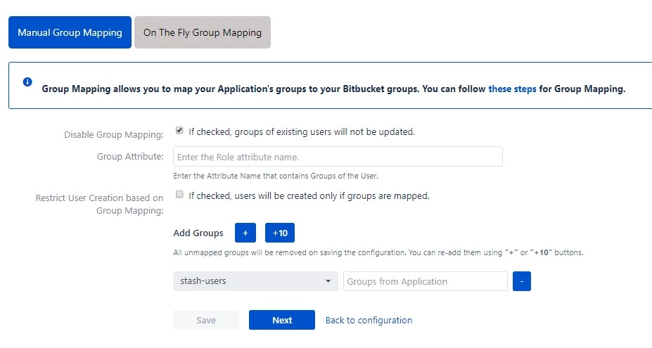 OAuth / OpenID Single Sign On (SSO) into Bitbucket Service Provider, Manual group mapping