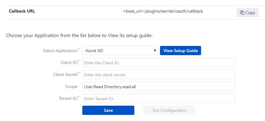 OAuth / OpenID Single Sign On (SSO) into Bitbucket Service Provider, Select Azure AD Application