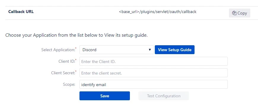 OAuth/OpenID Single Sign On (SSO) into Bitbucket Service Provider, Using Discord App - Configure OAuth tab
