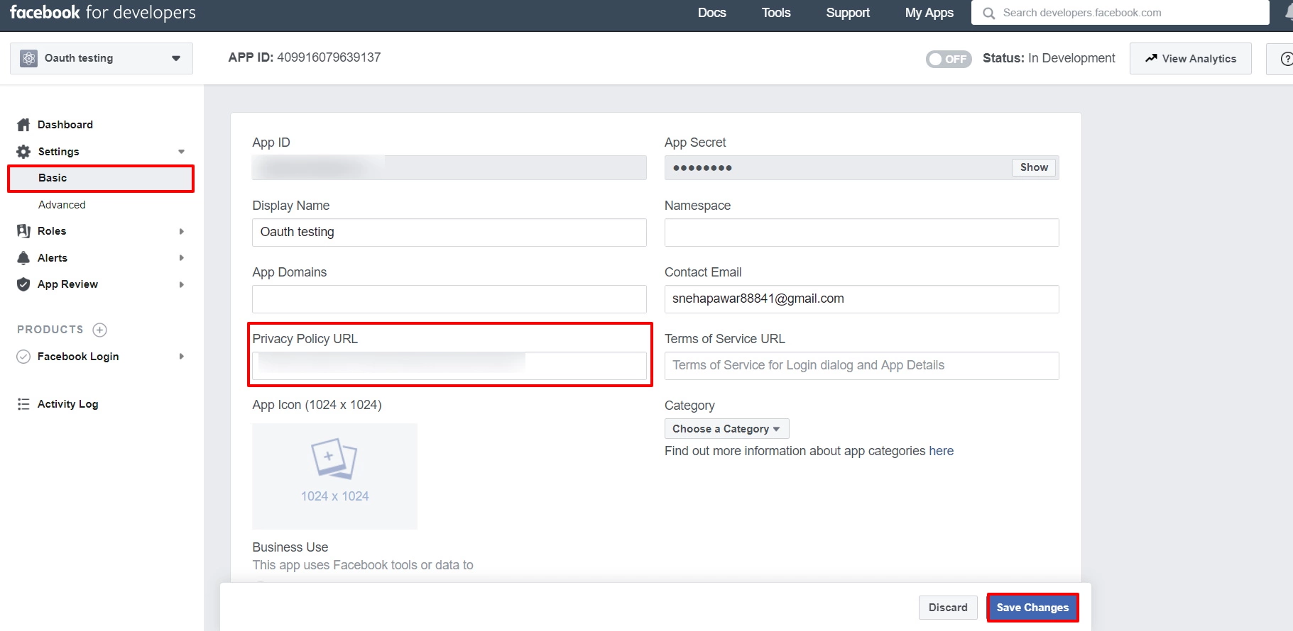 OAuth/OpenID/OIDC Single Sign On (SSO), Facebook SSO Login Settings->Basic