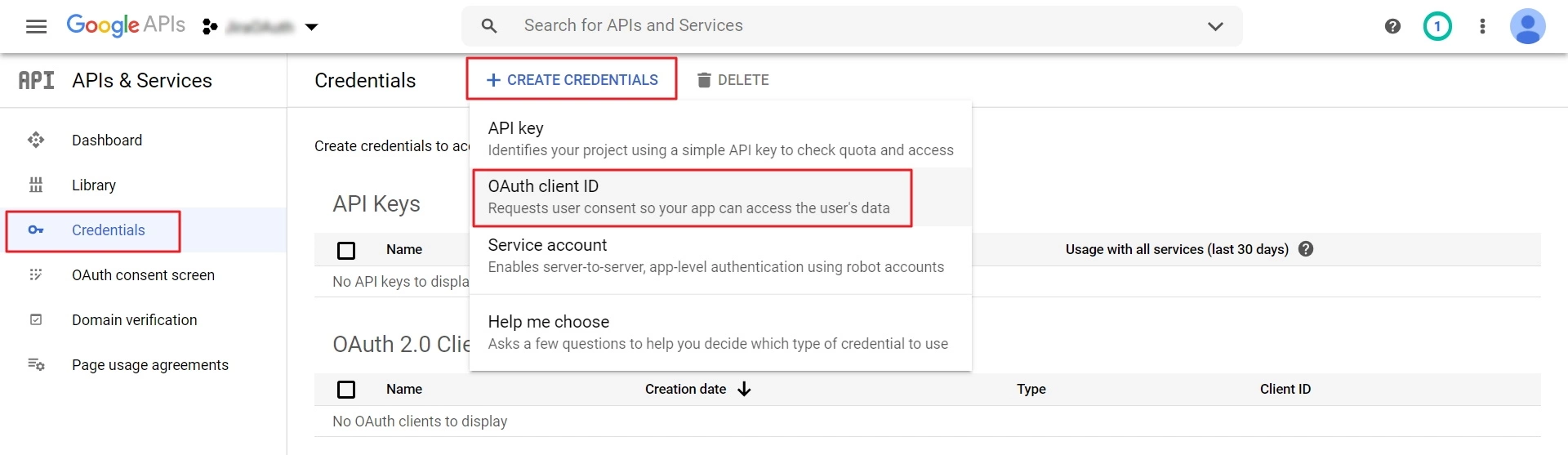 OAuth/OpenID/OIDC Single Sign On (SSO), Google Apps SSO Login Create credentials