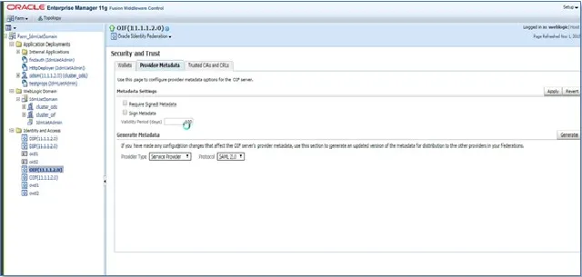 SAML Single Sign On (SSO) using Oracle Identity Provider, Download IDP Metadata