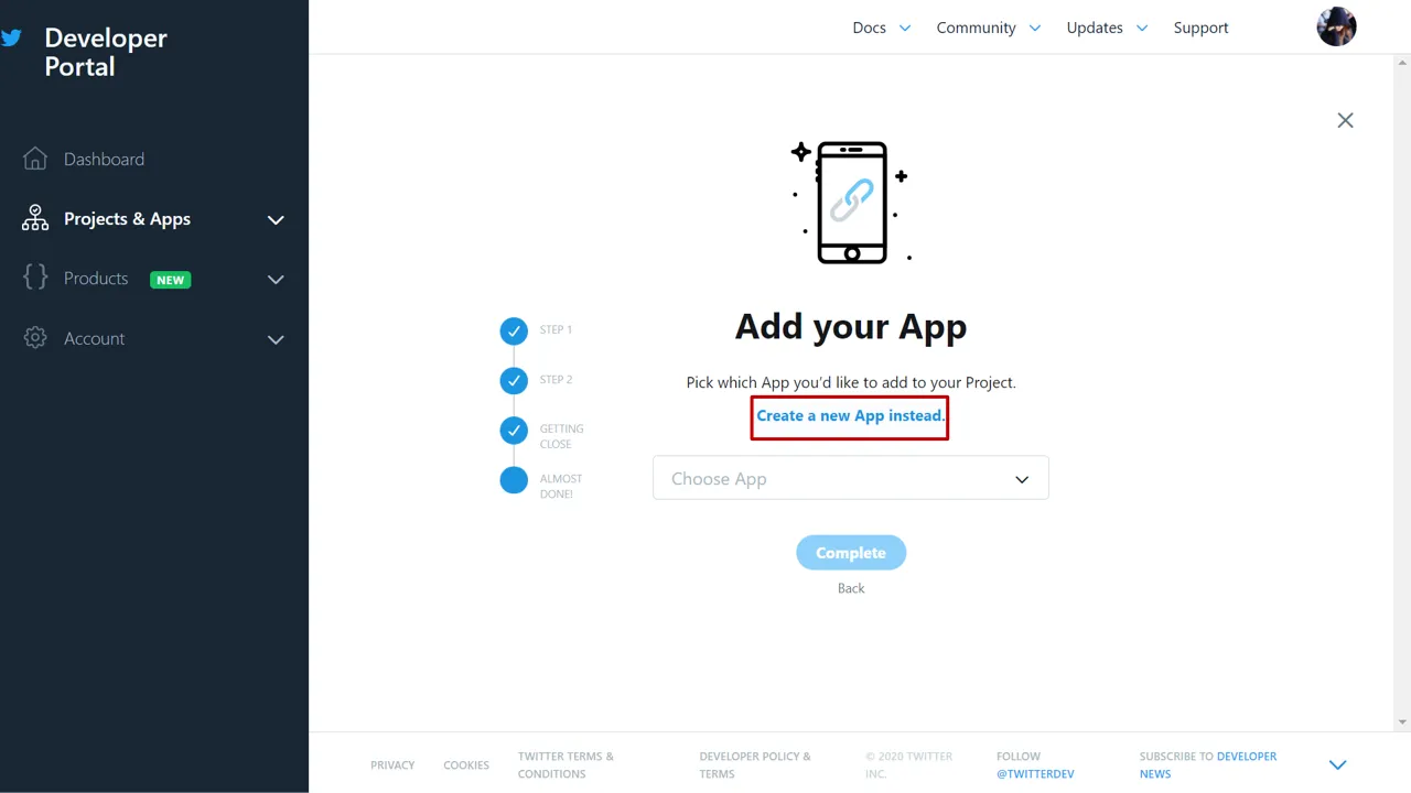 sso create app - Twitter as OAuth Provider