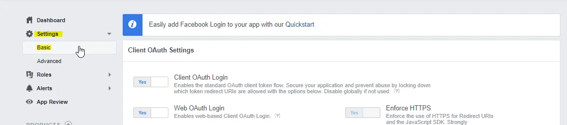 DNN Facebook OAuth SSO - client oauth basic setting