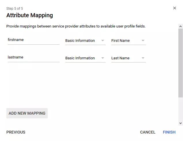 SAML Single Sign-On (SSO) using G suite / google apps Identity Provider (IdP), Attribute mapping details 