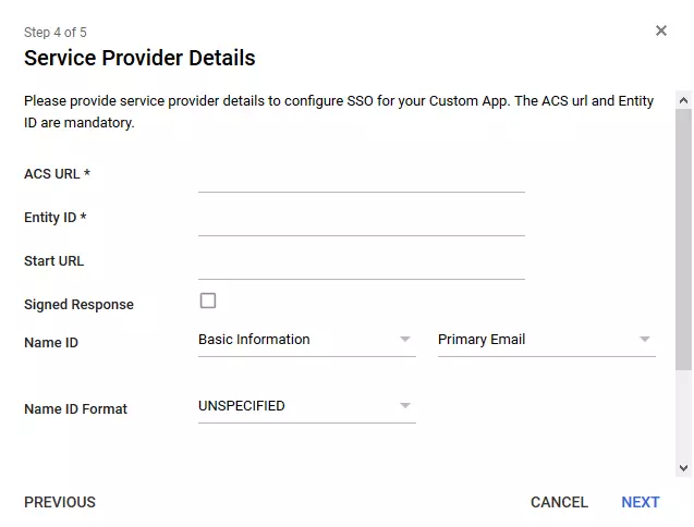 SAML Single Sign-On (SSO) using G suite / google apps Identity Provider (IdP), Service provider details