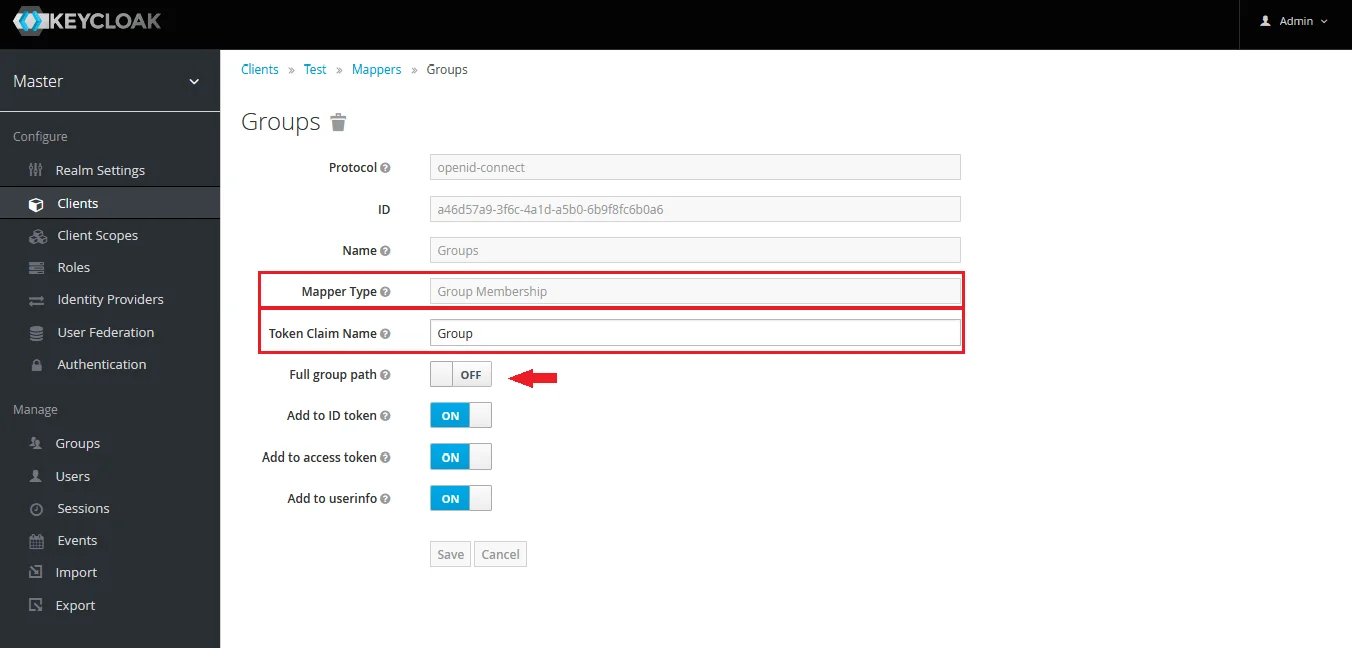 Keycloak Single Sign-On SSO group mapper