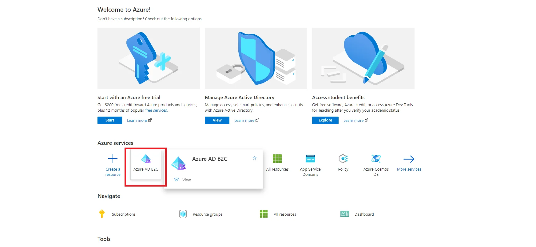 Azure AD B2C Single Sign-on (SSO) - Select Azure AD B2C